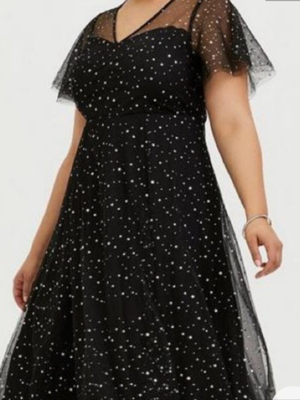Torrid Black Party Dress With Irridescent Star Pattern. Stunning . Size 16